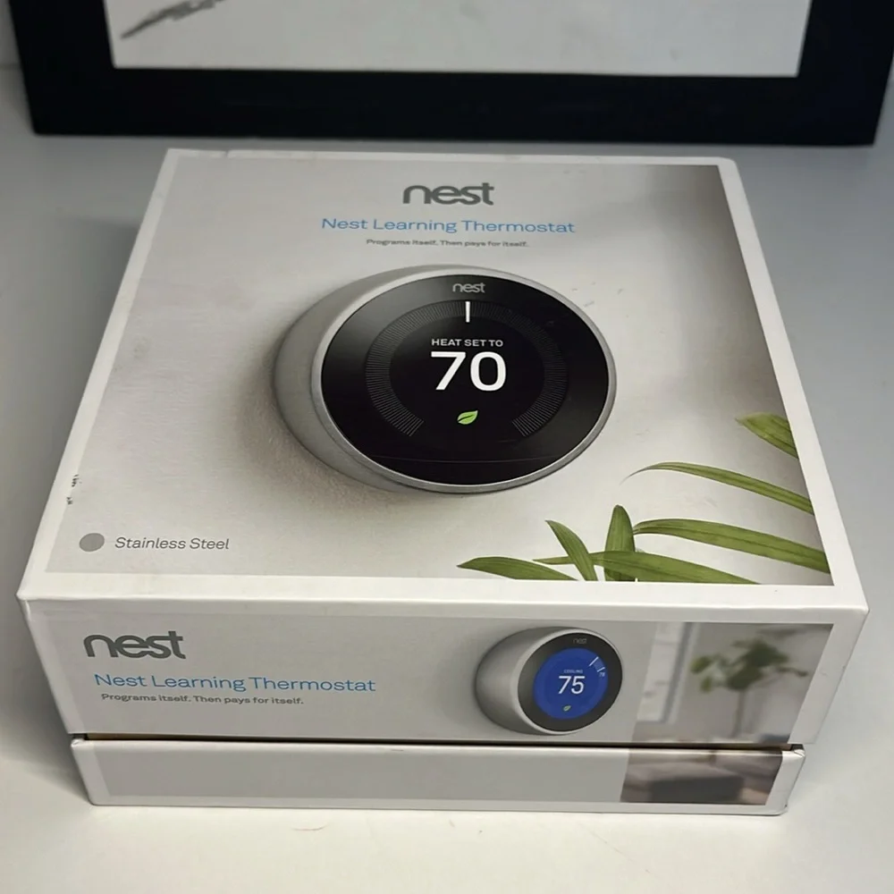 Google Nest Learning Smart Thermostat with WiFi Compatibility - Stainless Steel